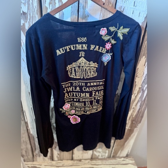 Johnny Was LA Vintage Carousel Horse Embroidered Shirt Black Size Small Fair - Picture 11 of 14